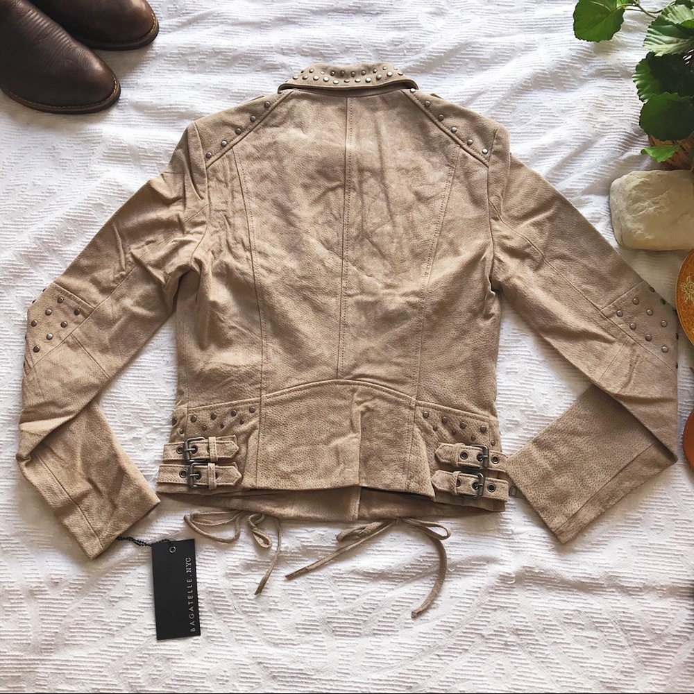 Bagatelle • Latte Tan Suede Western Biker Jacket - Picture 8 of 8